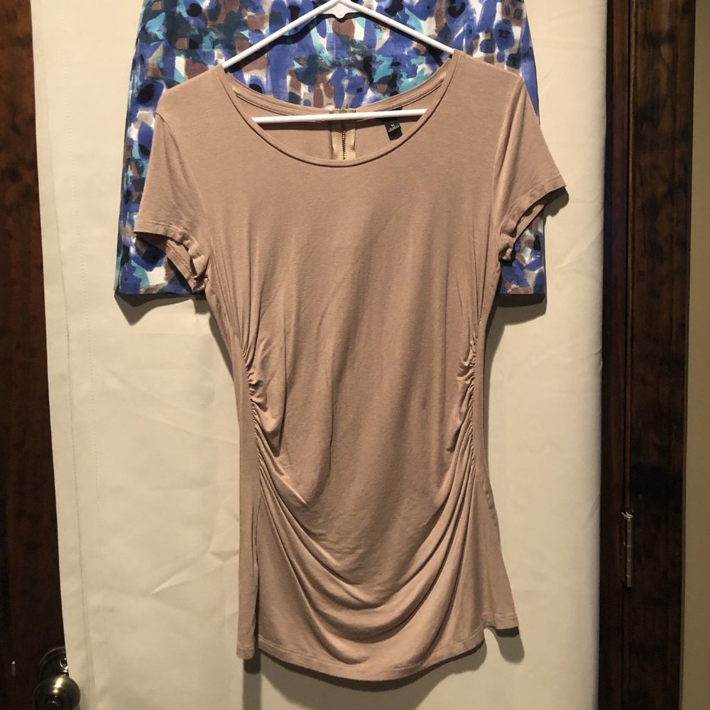 ANN TAYLOR Sand Knit Ruched Top ~ Size Medium